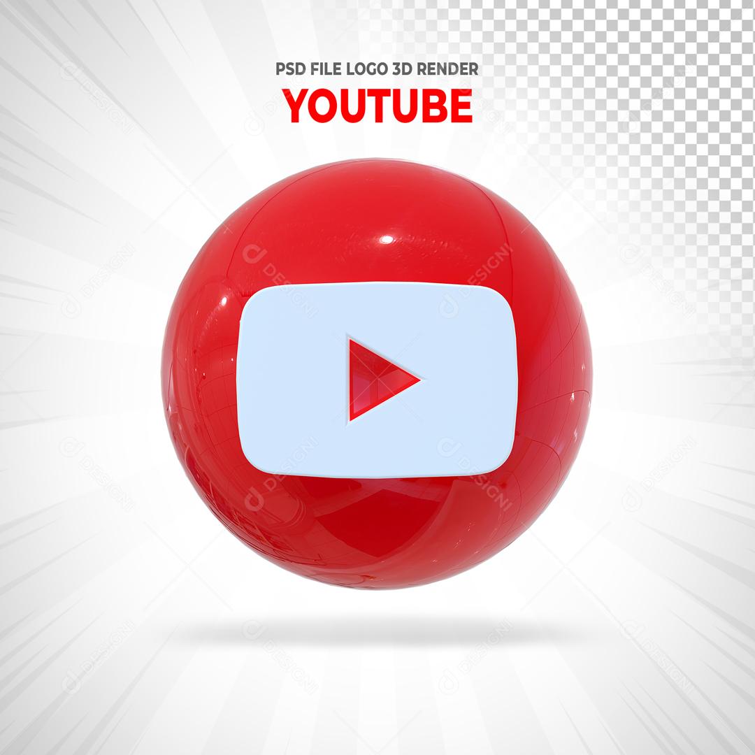 Elemento 3D Youtube Para Composição PSD