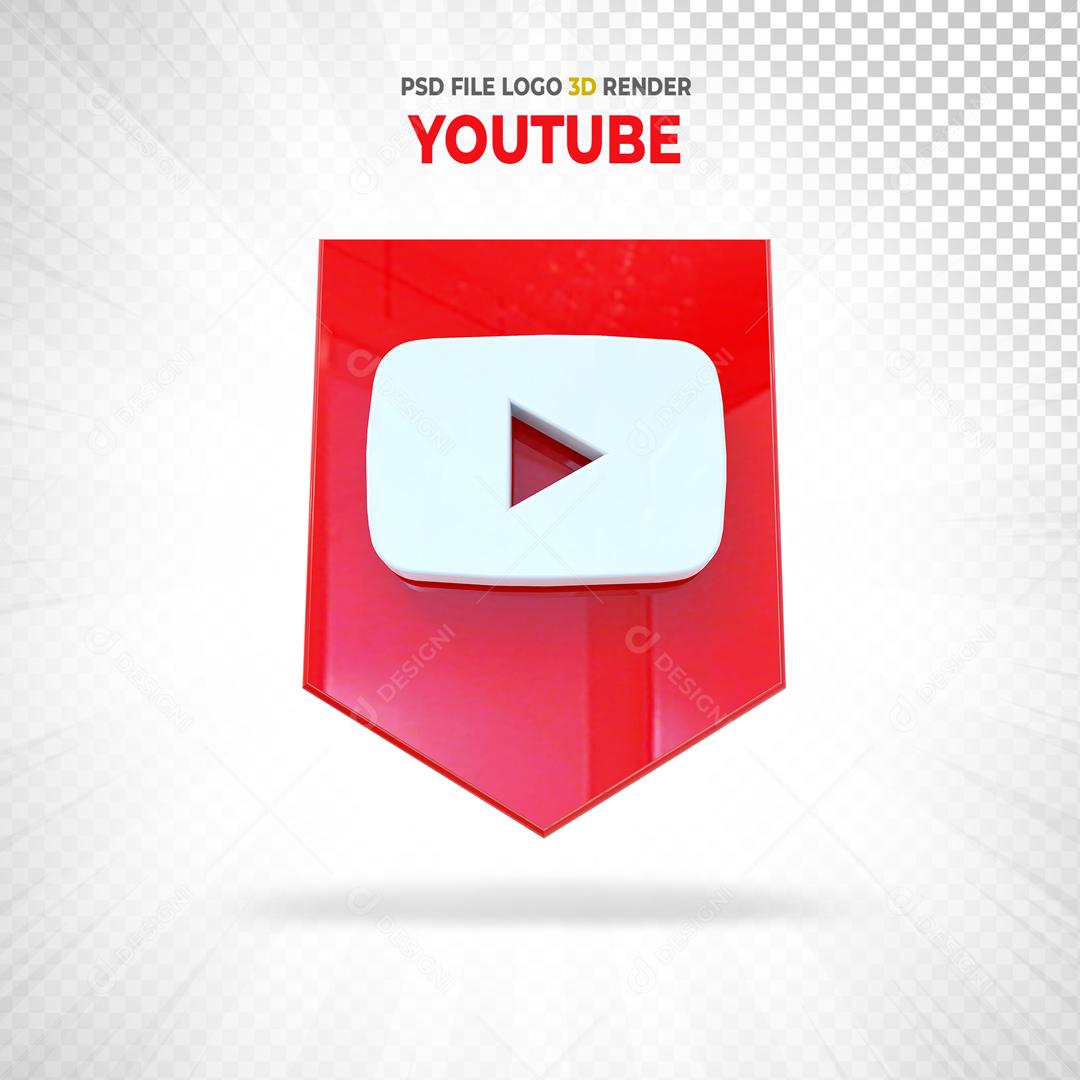 Brasão Youtube 3D Elemento Para Composição PSD