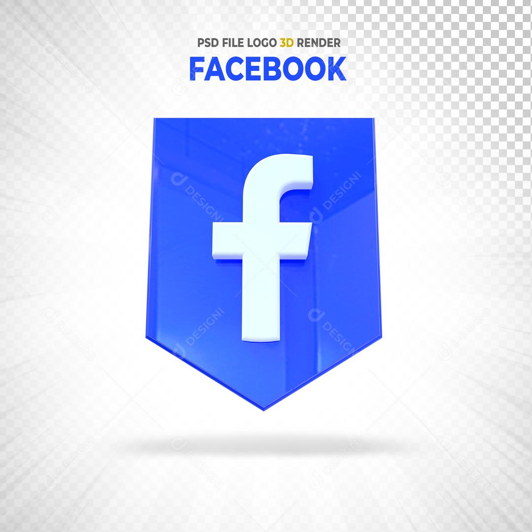 Brasão Facebook 3D Elemento Para Composição PSD