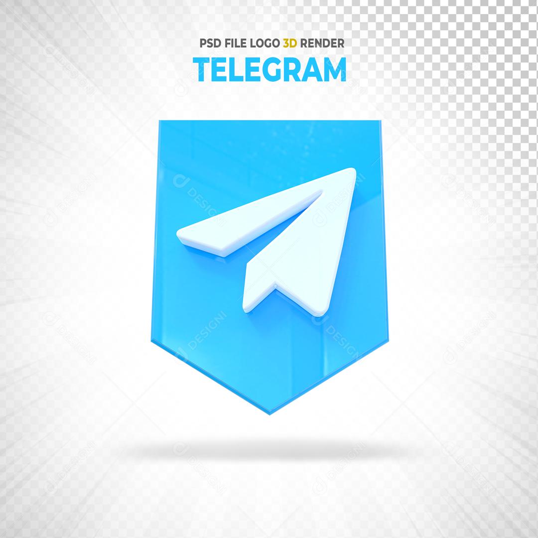 Brasão Telegram 3D Elemento Para Composição PSD