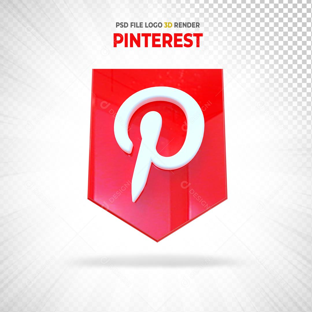 Brasão Pinterest 3D Elemento Para Composição PSD