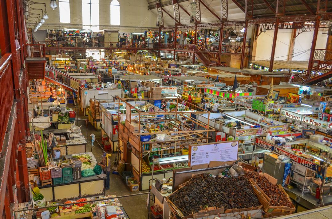 Mercado público da cidade de Guanajuato México, ingredientes regionais.