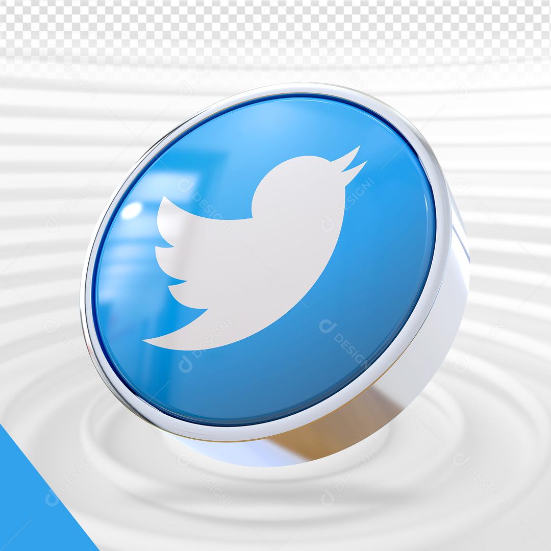 Twitter 3D Elemento Para Composição PSD