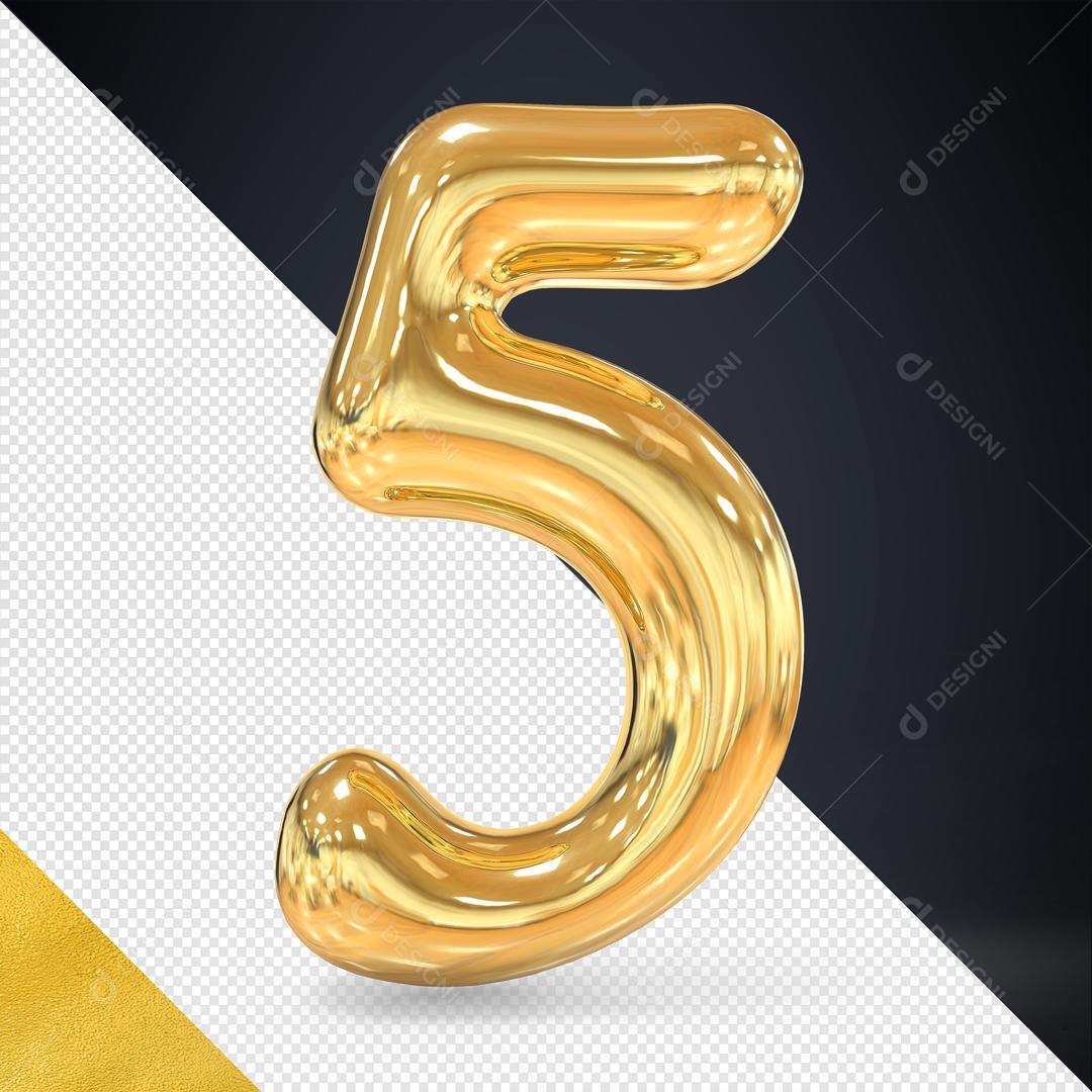 Número 5 3D Elemento Para Composição PSD