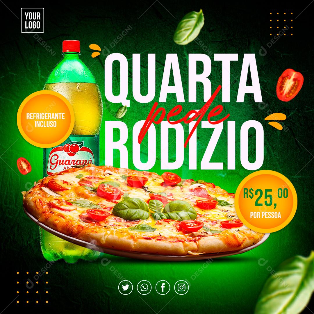 Social Media Quarta Pede Rodízio Pizzaria PSD Editável