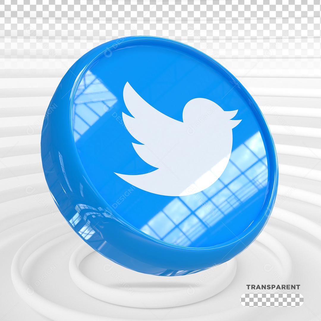 Twitter 3D Elemento Para Composição PSD