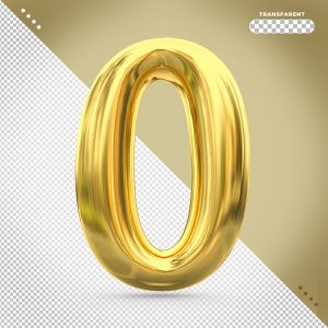 Número 0 Dourado Elemento 3D Para Composição PSD