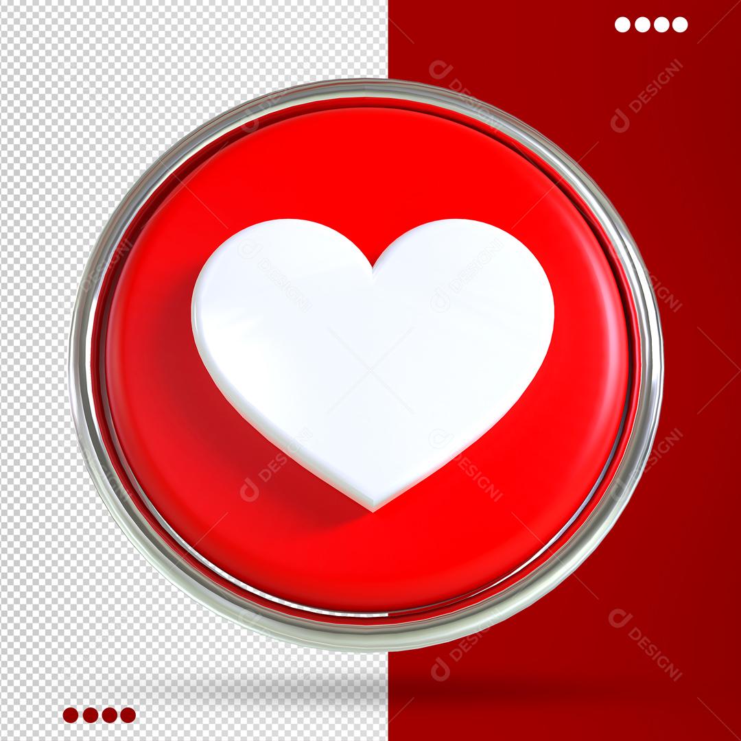 Like de Coração Elemento 3D Para Composição PSD