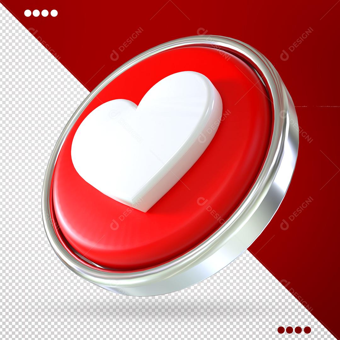 Elemento 3D  Like de Coração Para Composição PSD