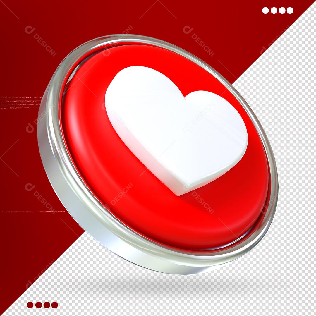 Like de Coração Elemento 3D Para Composição PSD