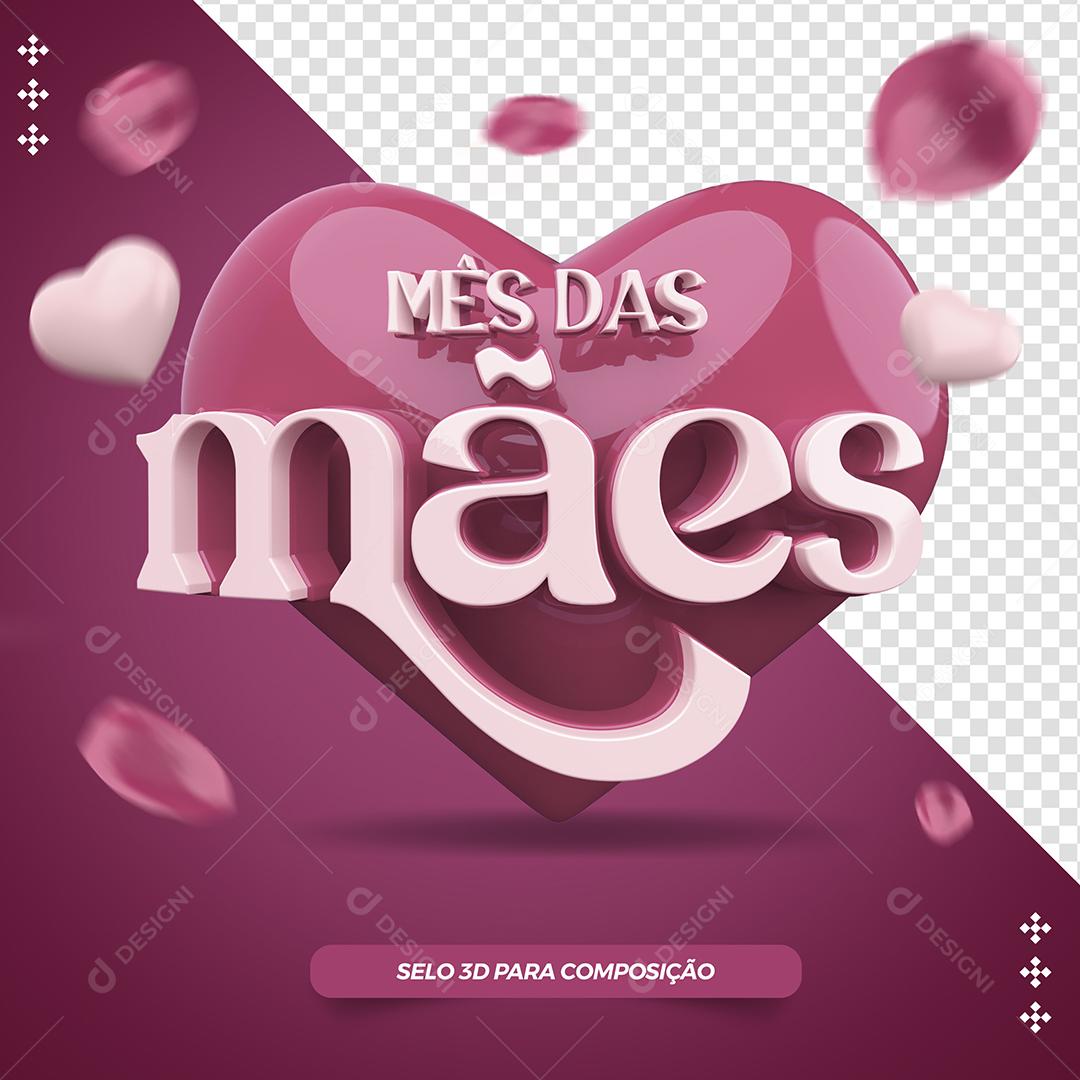 Selo 3D Dia Das Mães Para Composição PSD