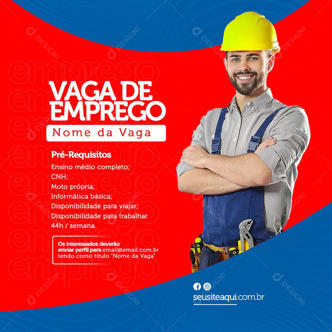 Social Media Vaga de Emprego PSD Editável