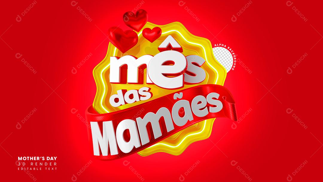 Selo 3D Para Composição Mês Das Mamães Social Media PSD Editável