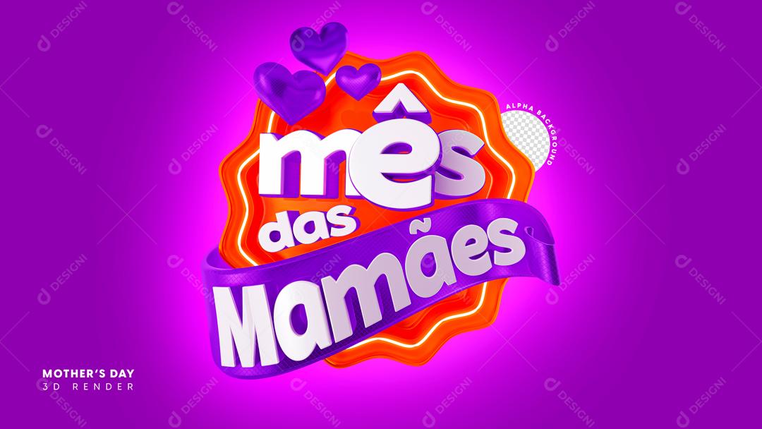 Selo 3D Para Composição Mês Das Mamães Social Media PSD Editável