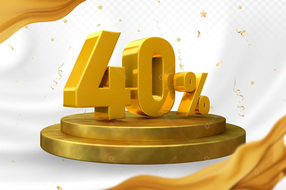 Podium Dourado 40% Elemento 3D Para Composição PSD