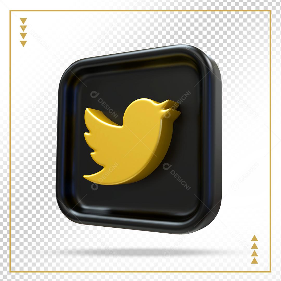 Ícone 3D Twitter Elemento Para Composição PSD