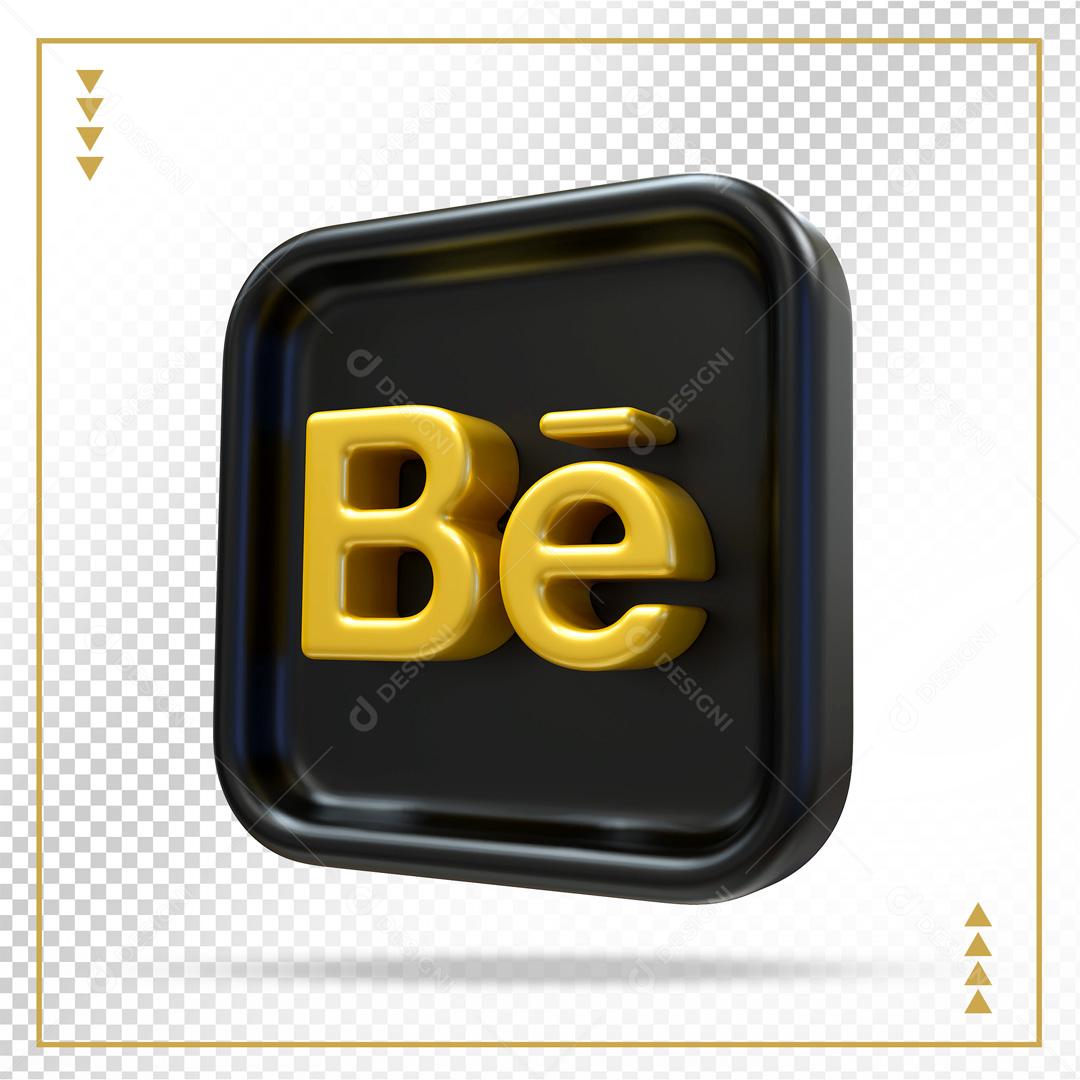 Elemento 3D Ícone Behance Para Composição PSD