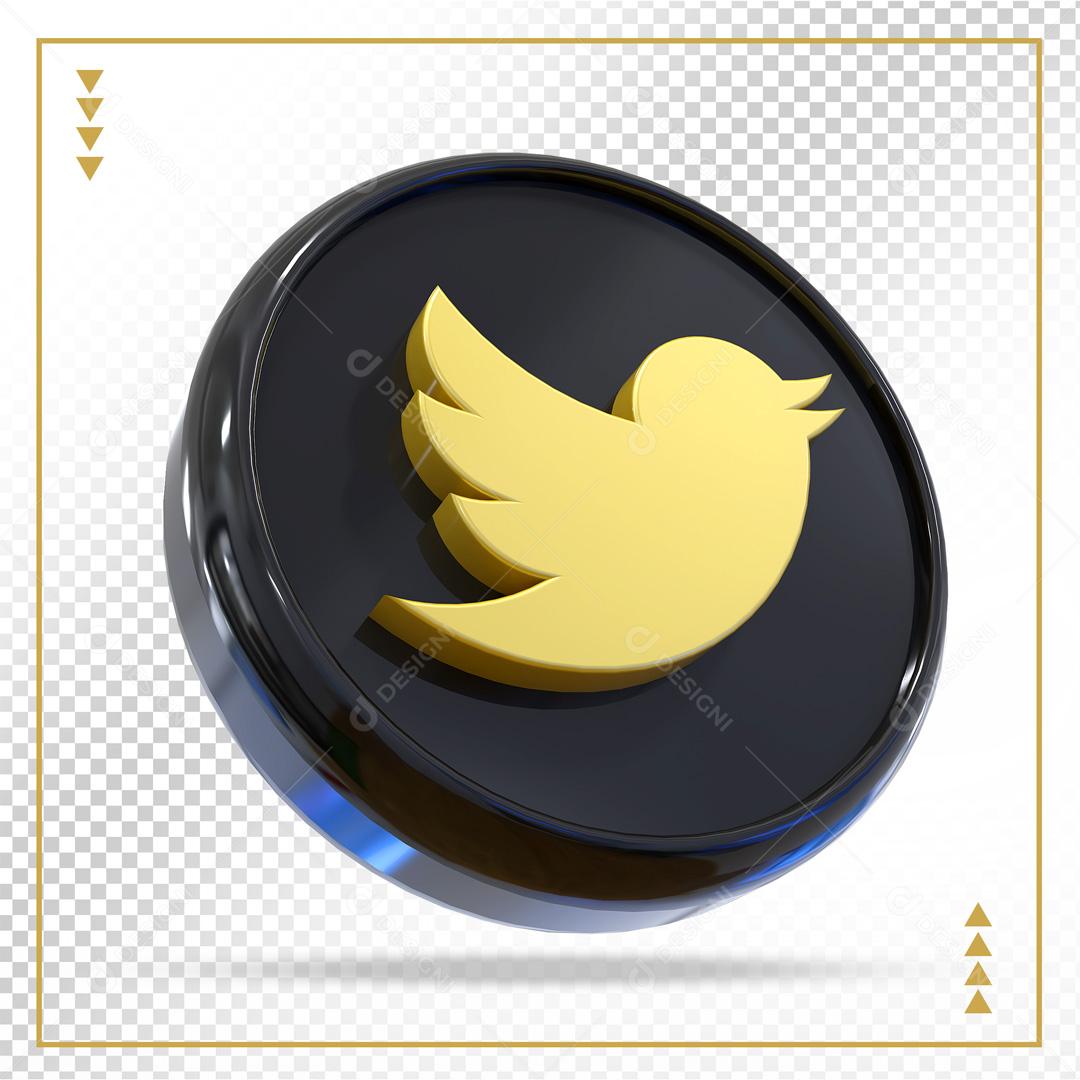 Ícone 3D Twitter Elemento Para Composição PSD