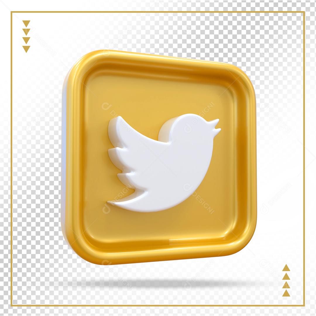 Ícone 3D Twitter Elemento Para Composição PSD