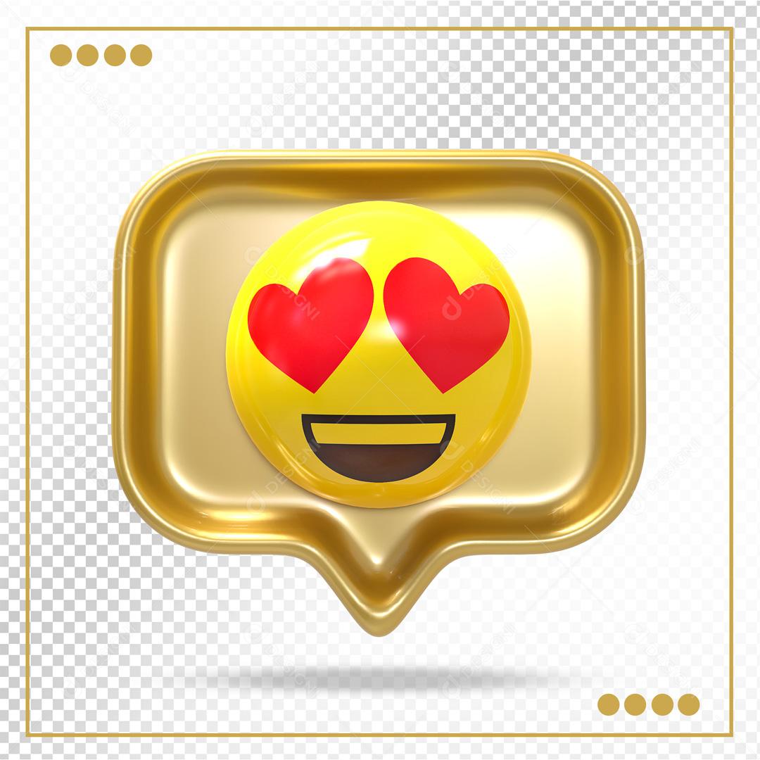 Elemento 3D Emoji Apaixonado Instagram PSD