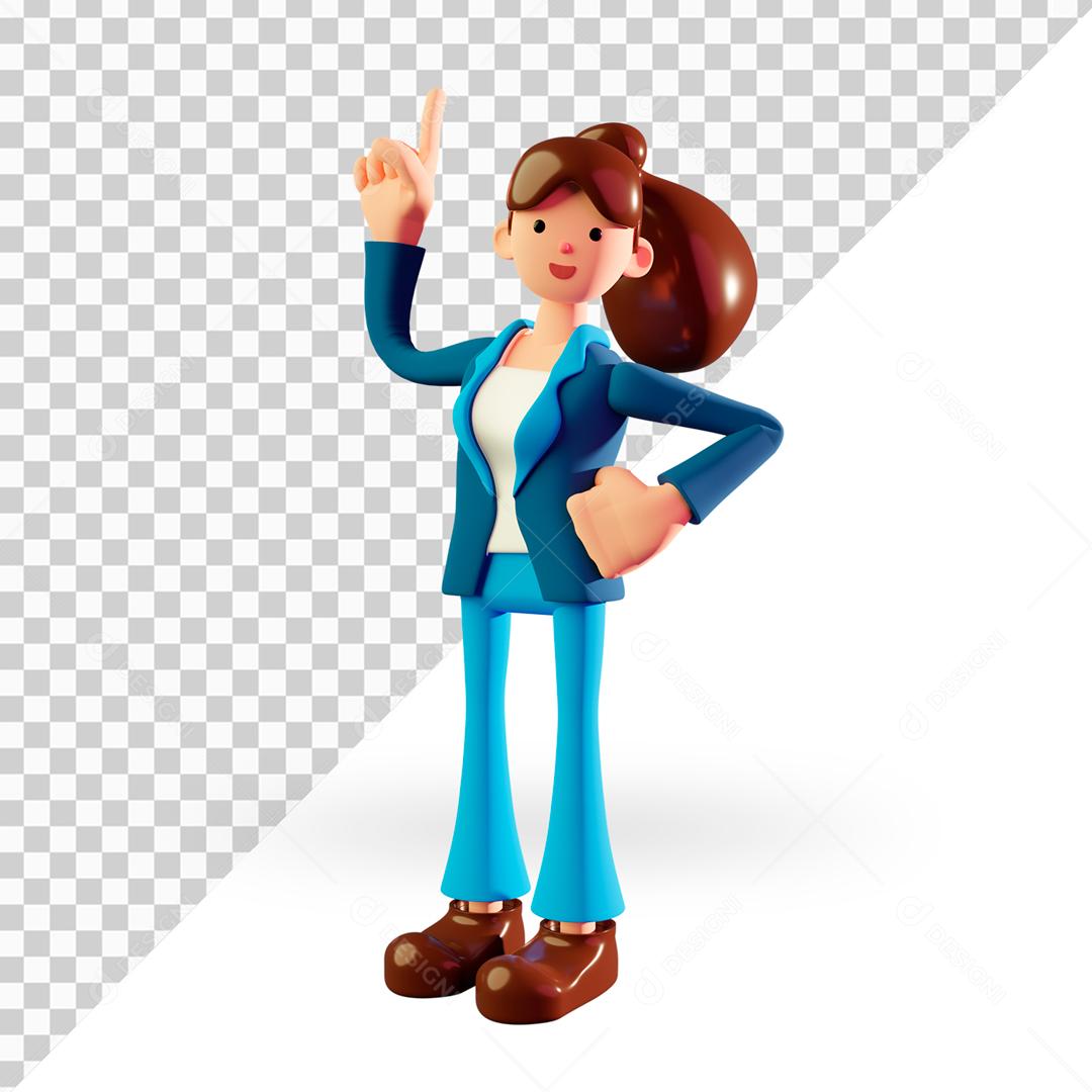 Elementos 3D Para Composição Mulher Pessoa Apontando O Dedo Pra Cima Social Media PSD Editável