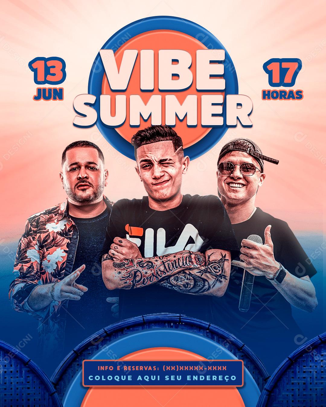 Flyer Vibe Summer Shows Social Media PSD Editável