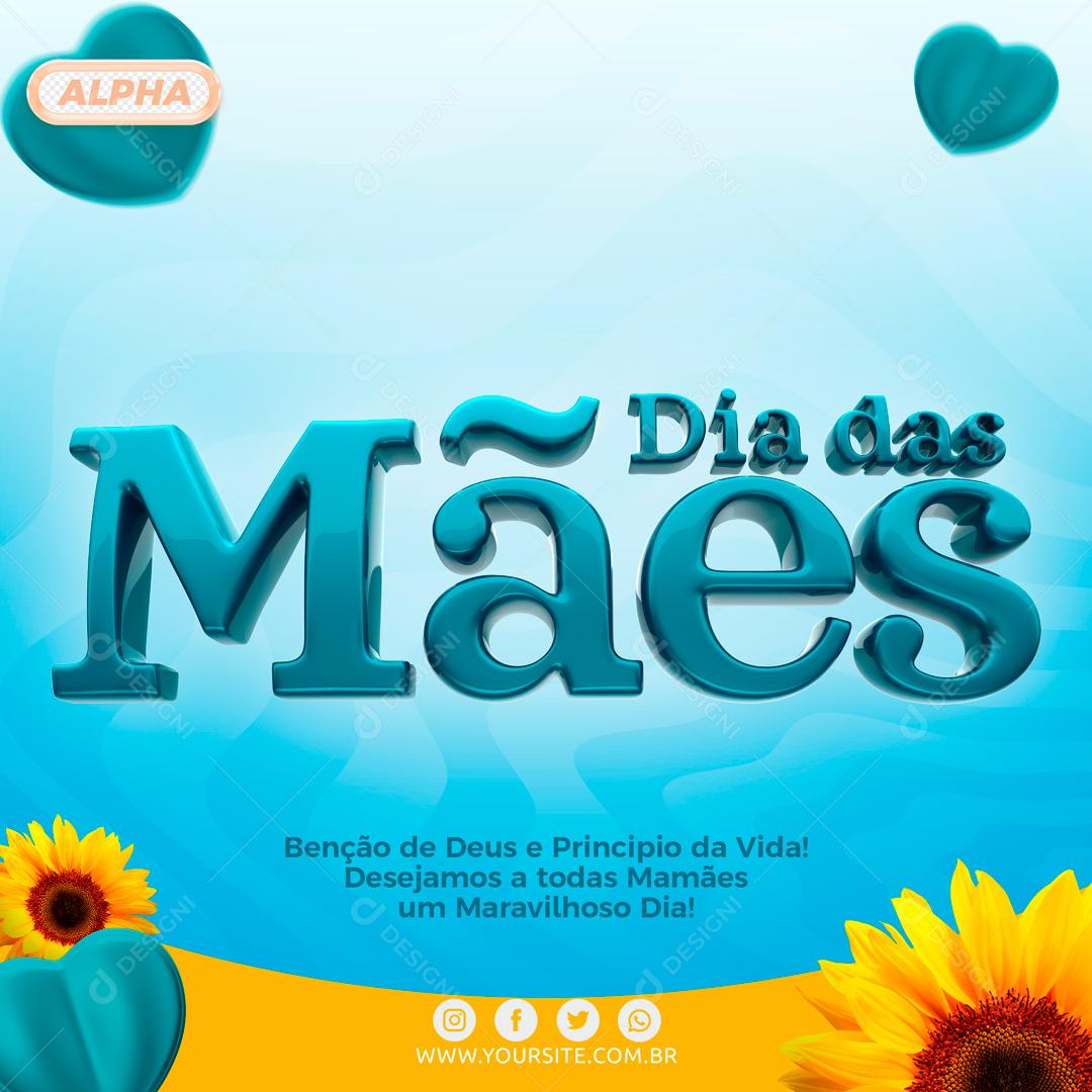 Social Media Dia Das Mães Azul Social Media PSD Editável