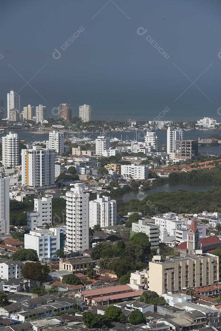 Cartagena das Índias, Bolívar, Colômbia em 17 de fevereiro de 2018. Vista da cidade do Convento de Santa Cruz de la Popa
