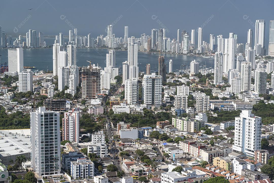 Cartagena das Índias, Bolívar, Colômbia em 17 de fevereiro de 2018. Vista da cidade do Convento de Santa Cruz de la Popa