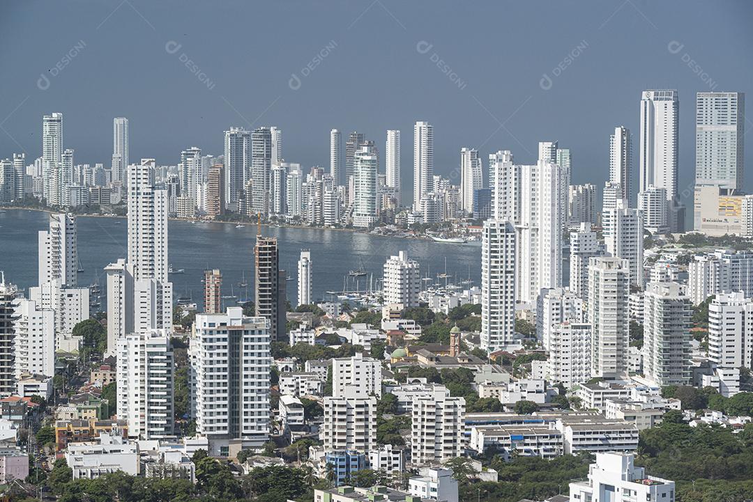 Cartagena das Índias, Bolívar, Colômbia em 17 de fevereiro de 2018. Vista da cidade do Convento de Santa Cruz de la Popa