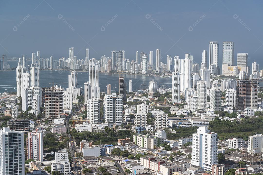 Cartagena das Índias, Bolívar, Colômbia em 17 de fevereiro de 2018. Vista da cidade do Convento de Santa Cruz de la Popa