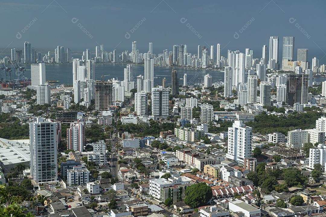 Cartagena das Índias, Bolívar, Colômbia em 17 de fevereiro de 2018. Vista da cidade do Convento de Santa Cruz de la Popa