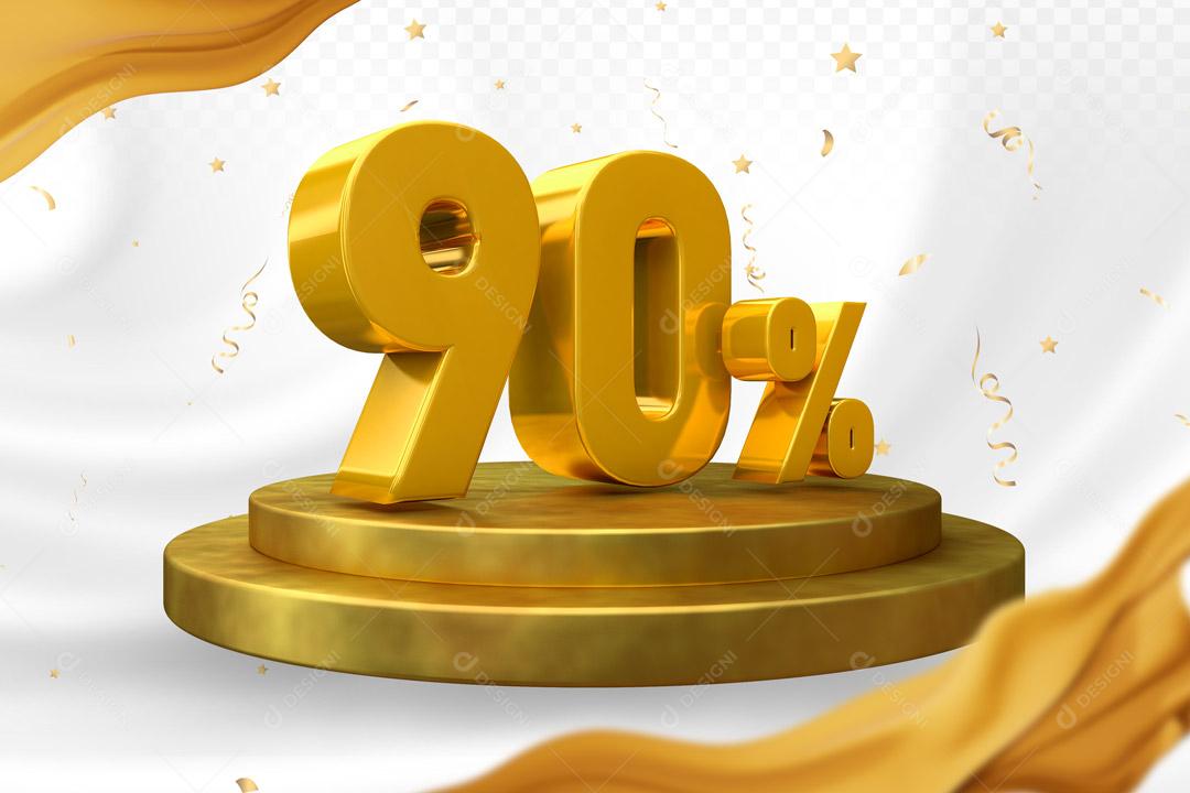 Podium Dourado 90% Elemento 3D Para Composição PSD