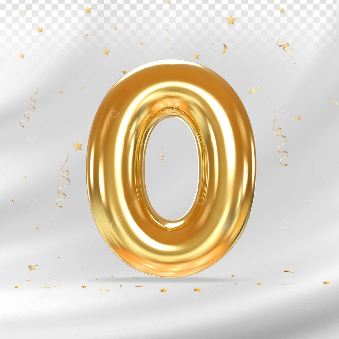 Elemento 3D Número 0 Para Composição PSD
