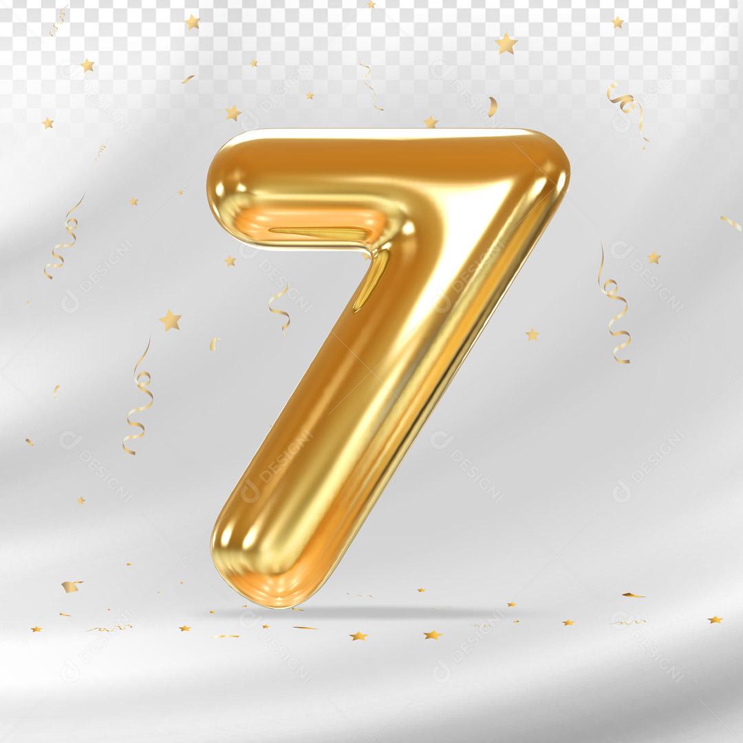 Elemento 3D Número 7 Para Composição PSD