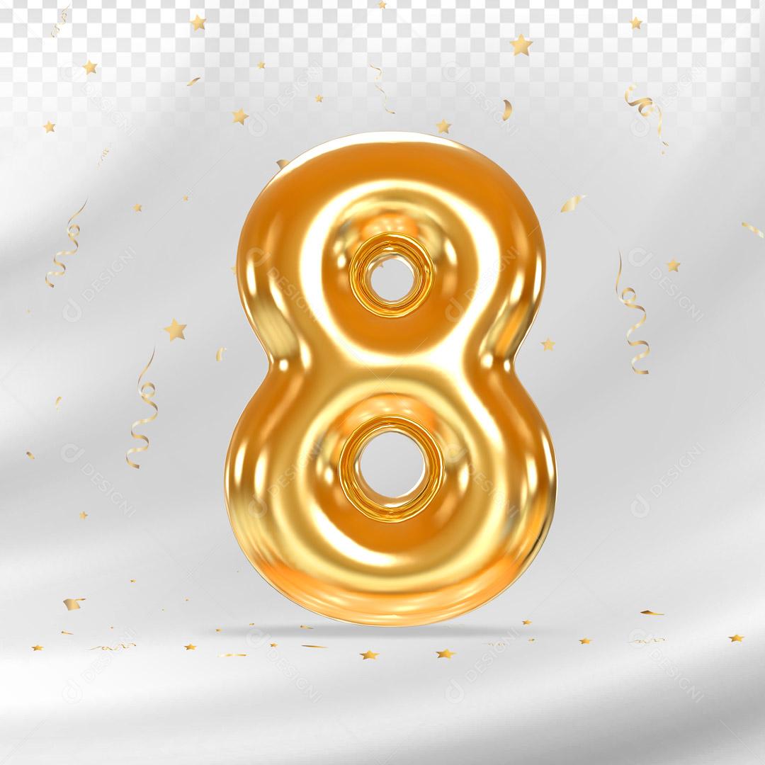 Elemento 3D Número 8 Para Composição PSD