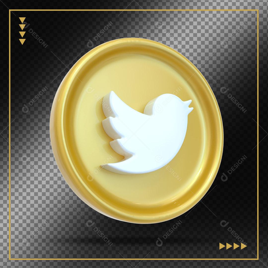 Ícone 3D Twitter Elemento Para Composição PSD