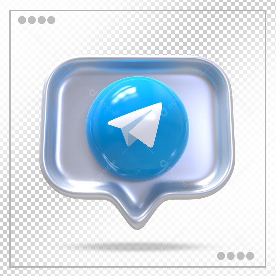 Ícone 3D Telegram Elemento Para Composição PSD