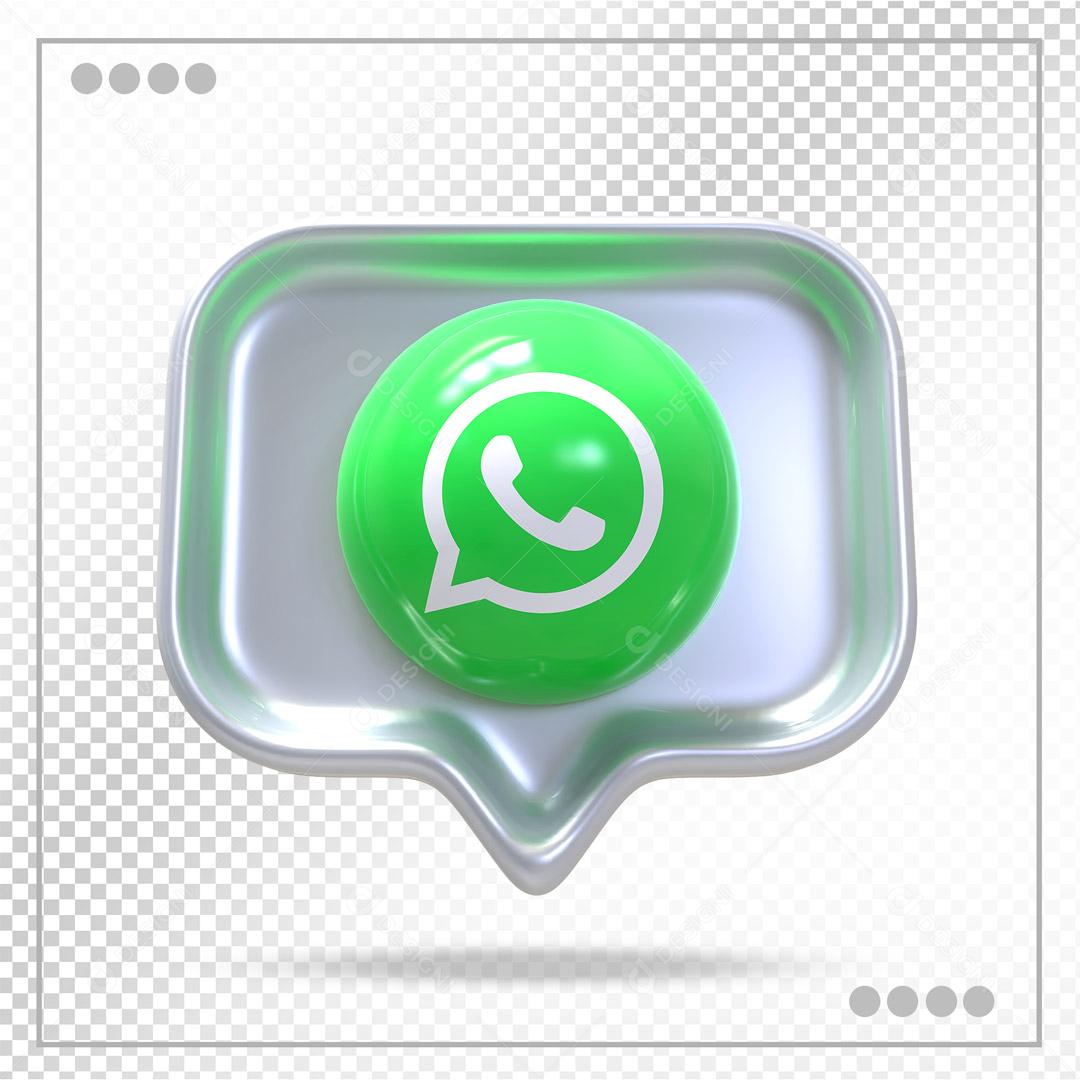 Ícone 3D WhatsApp Elemento Para Composição PSD