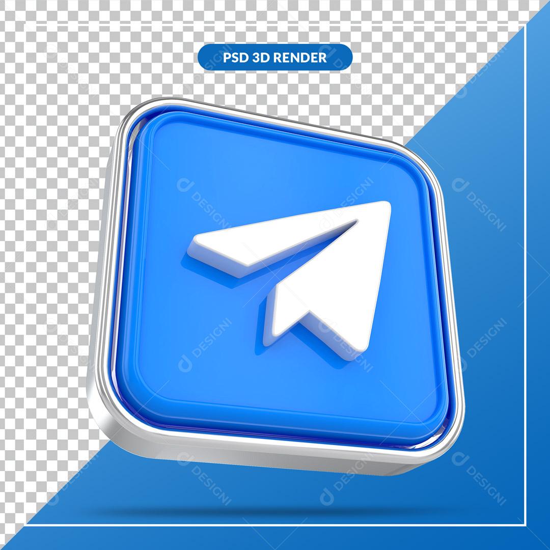 Ícone 3D Telegram Elemento Para Composição PSD