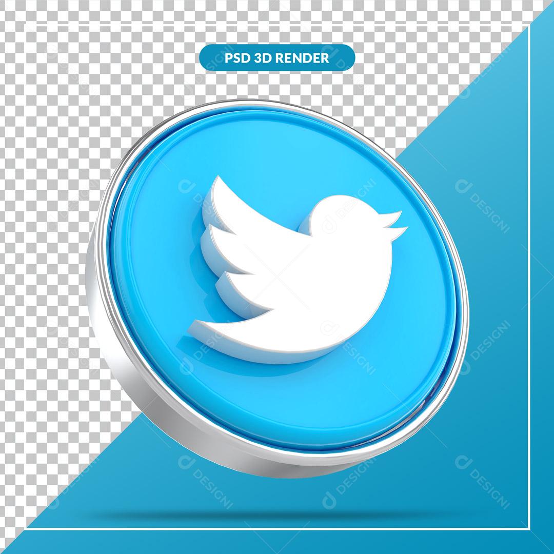 Ícone 3D Twitter Elemento Para Composição PSD