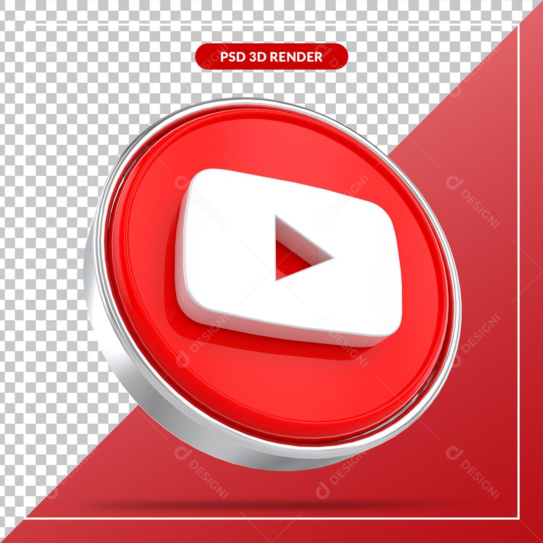 Ícone 3D Youtube Elemento Para Composição PSD
