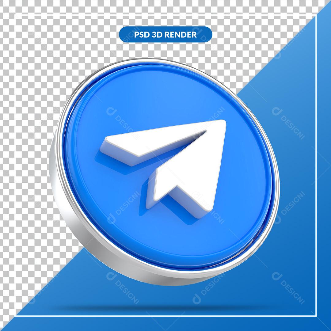 Ícone 3D Telegram Elemento Para Composição PSD