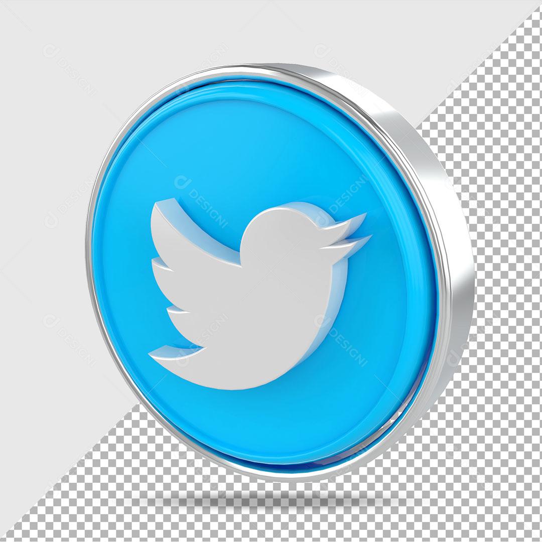 Ícone 3D Twitter Elemento Para Composição PSD