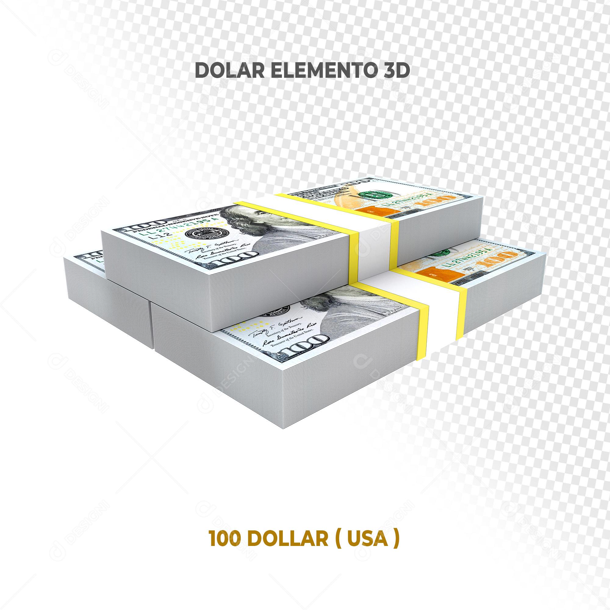 Maço de Notas Dólar Elemento 3D PSD