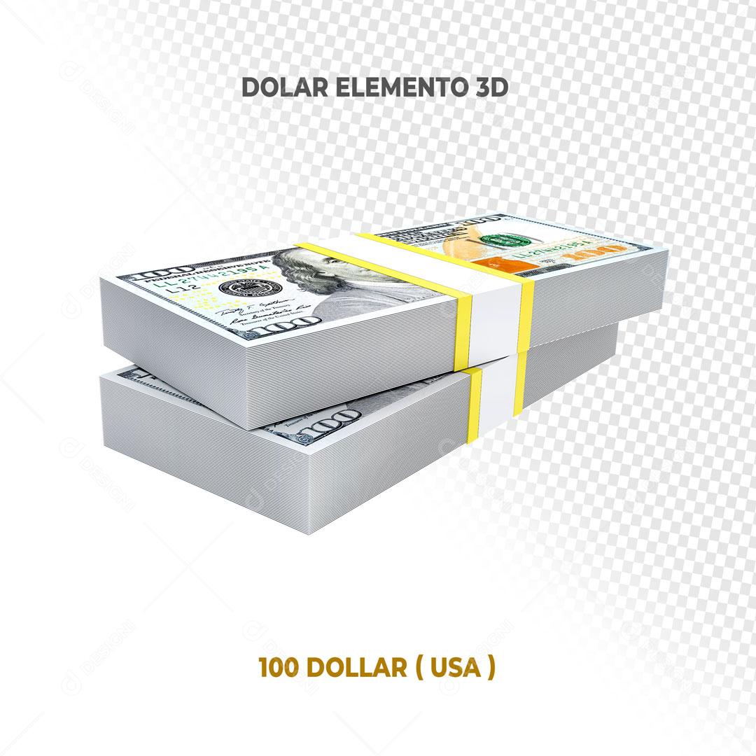 Maço de Notas Dólar Elemento 3D PSD