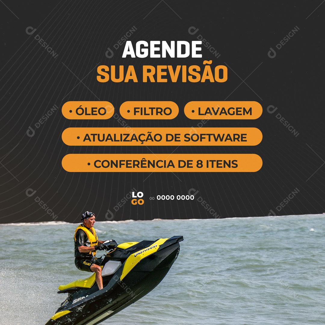 Post Oficina Mecânica Jet Ski Agende Sua Revisão Social Media PSD Editável