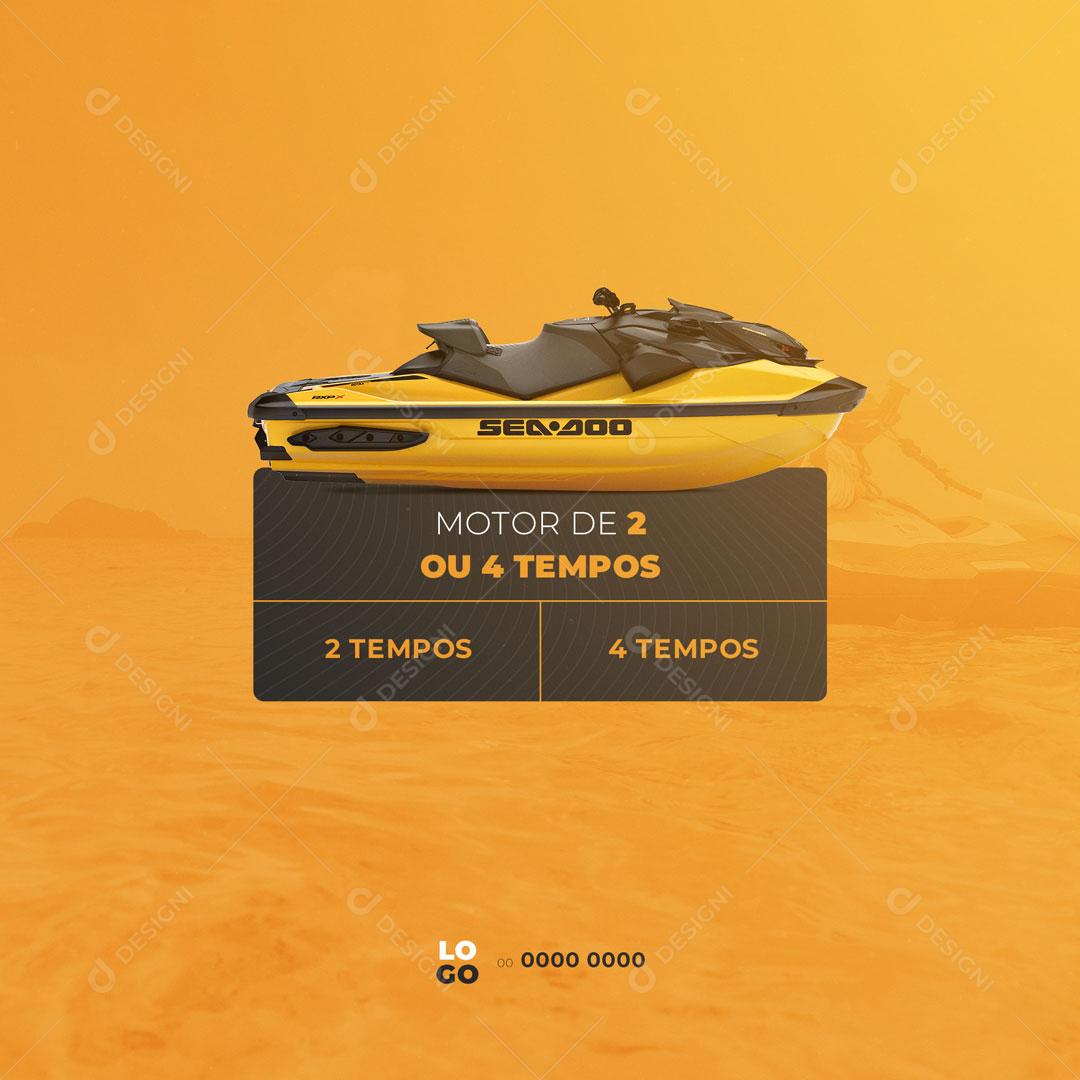 Post Oficina Mecânica Jet Ski Motor de 2 Tempos ou 4 Tempos? Social Media PSD Editável