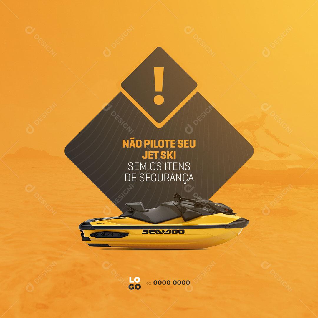 Oficina Mecânica Jet Ski Não Pilote Sem os Itens de Segurança Social Media PSD Editável