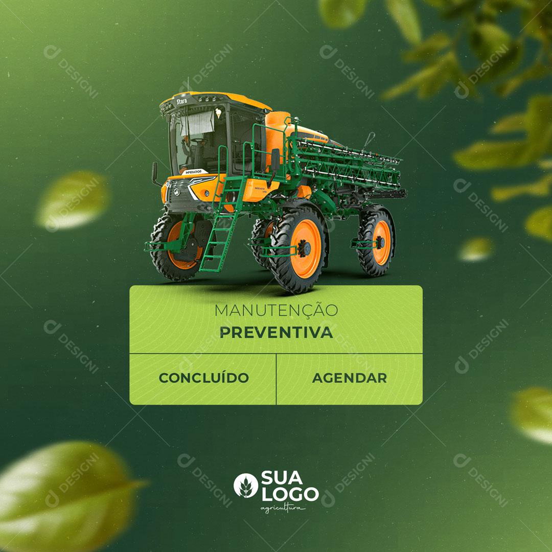 Post Agro Máquinas Agrícolas Manutenção Preventiva Social Media PSD Editável